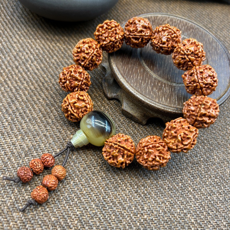 新款108颗紫金朱砂男女手串朱砂貔貅平安扣葫芦配饰文玩手链批发详情6