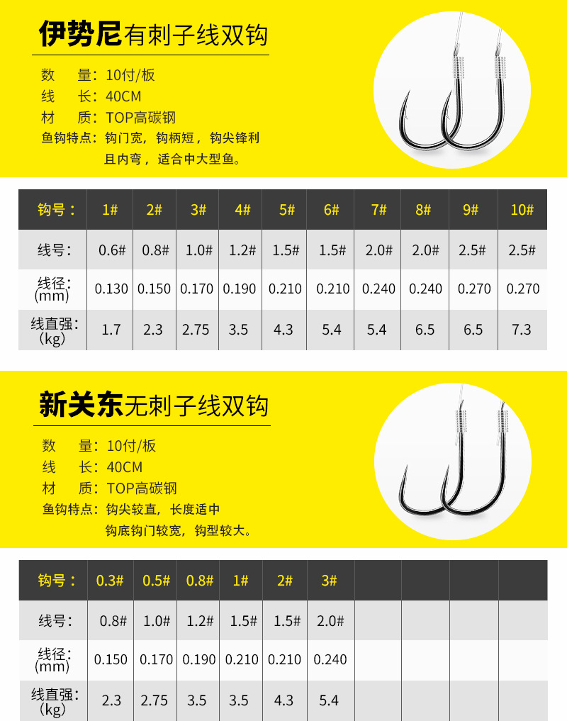 Longshou Feng sub-thread double hook finished product hook Fish hook tied finished product sub-thread fish hook sub-thread finished Iseni wholesale pic 37