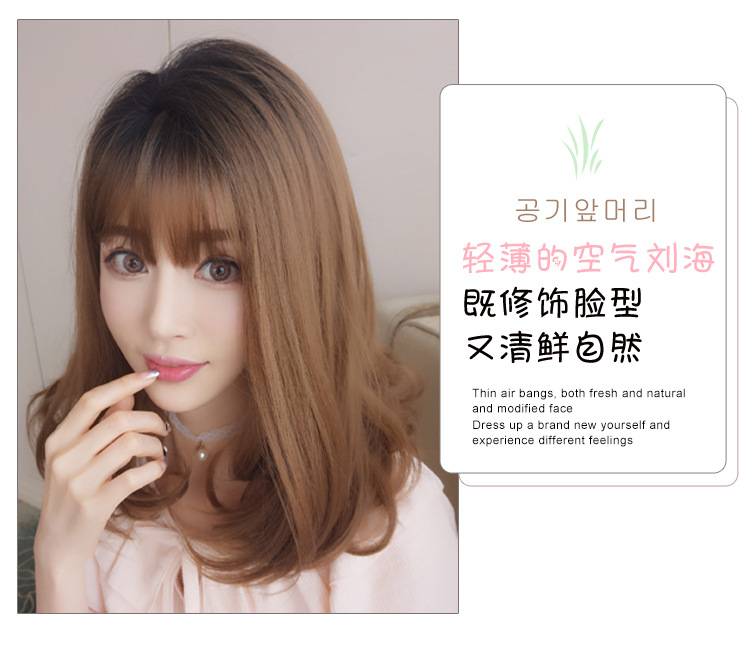 Wholesale of wigs for women, Korean air bangs, fashionable chemical fiber hair covers wholesale, full head style hair covers pic 5