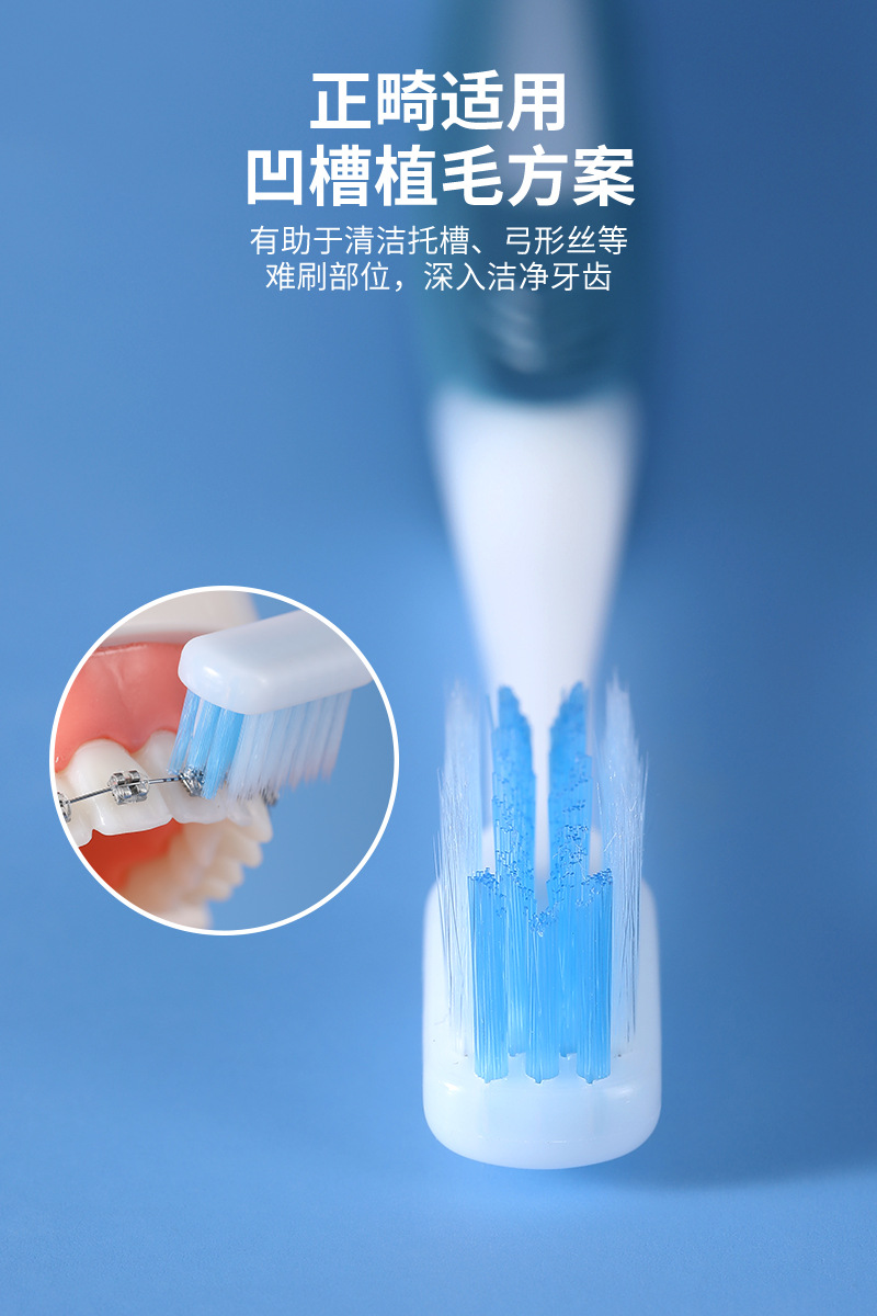 正畸牙刷带牙缝刷软毛独立护套凹型小头牙套矫正专用厂家现货批发详情14