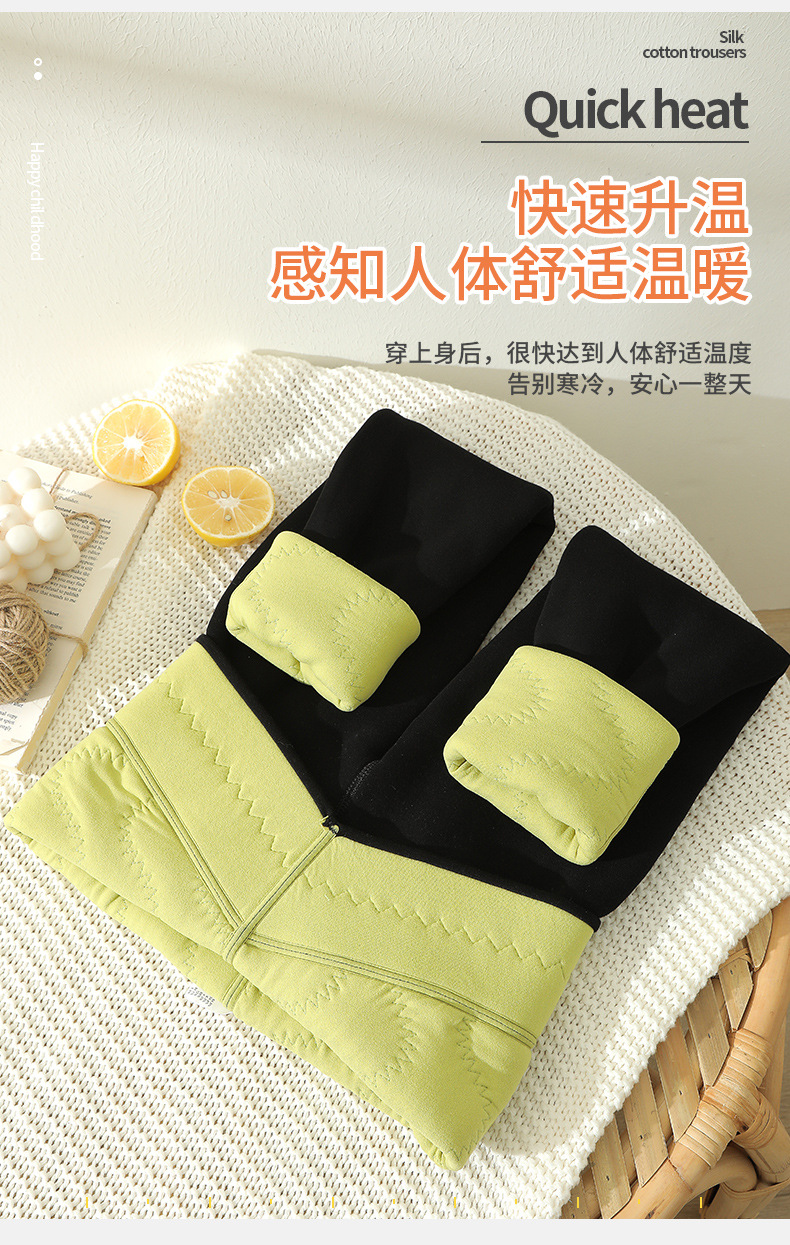 Fleece and thickened silk leggings, winter high-waisted one-piece thermal pants, super thick moisturizing cotton pants for women, 580g pic 5