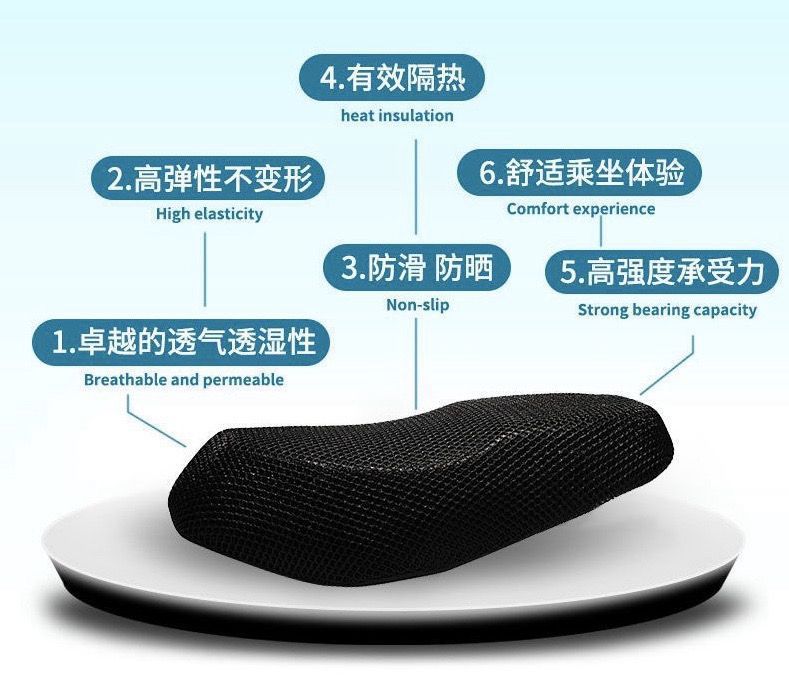 电动车隔热透气防晒坐垫套摩托车坐垫四季通用3D蜂窝网格坐垫批发详情3
