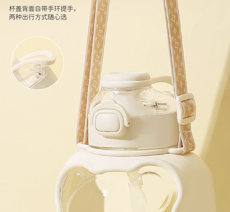 Little Tea Diary Disney Bear Summer New High Appearance Level Large Capacity Plastic Cup Student Portable bouncy lid Straw Plastic Water Cup 1000ML pic 14