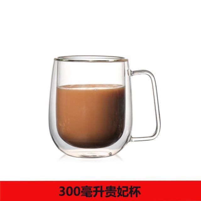 High borosilicate glass cups, double-layer water cups, household cups with handles, cold drink milk cups, heat-resistant coffee cups, handle cups pic 5