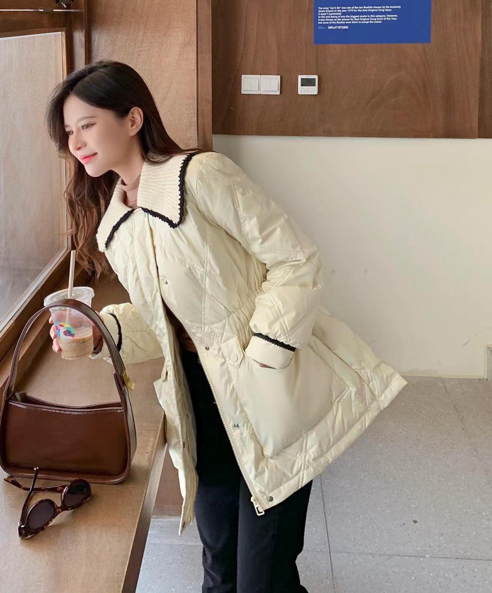 2022新款羽绒服女小香风短款韩版针织娃娃领时尚小个子冬外套潮详情8