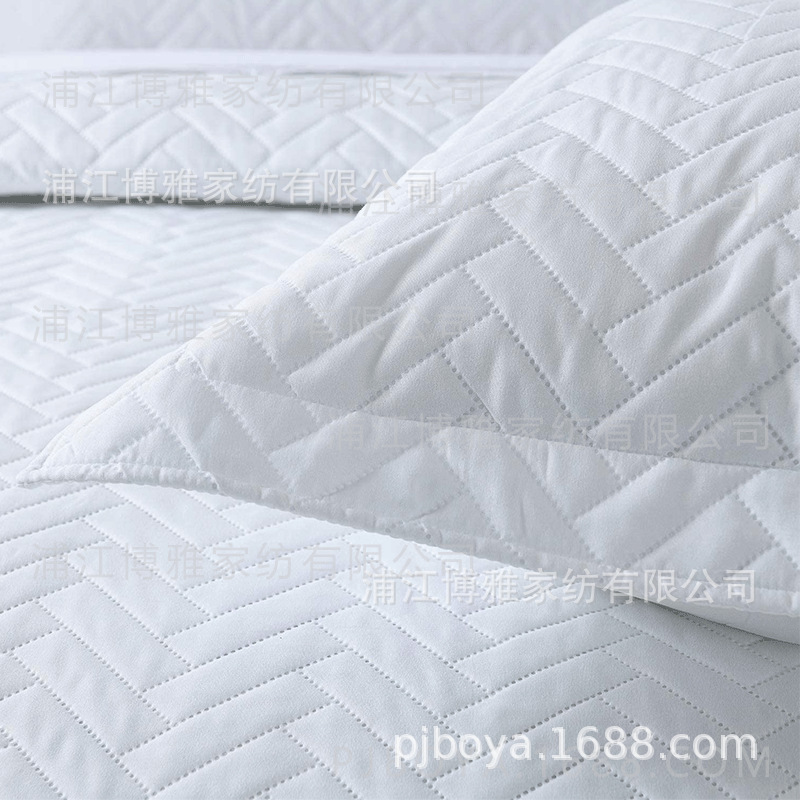 Boya Wholesale Fleece 3D ultrasonic Spring and Summer plain pillowcase, embossed cotton fabric embroidered washed quilt, pillowcase quilting pic 21