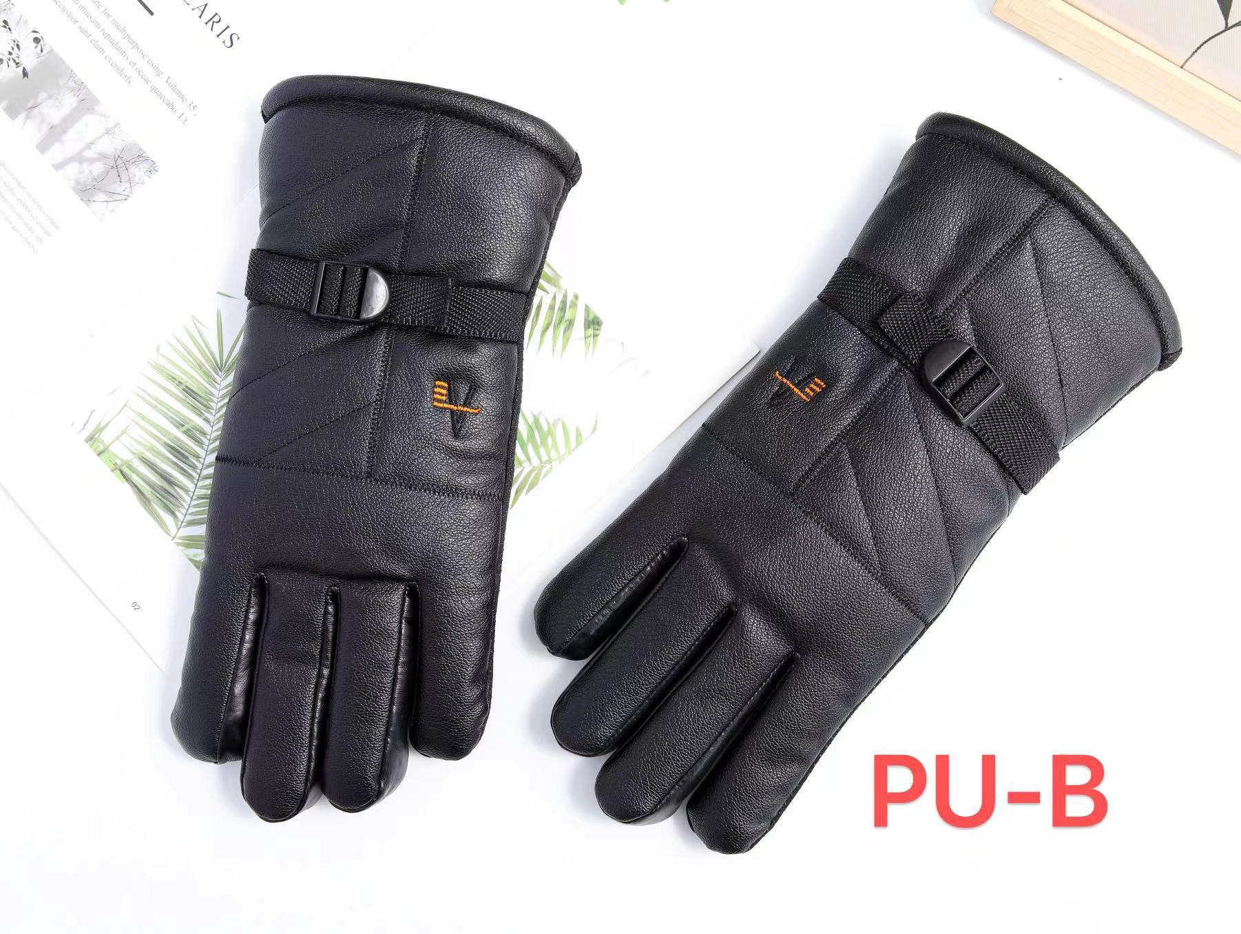 跨境加长加厚PU骑行手套加绒防滑防水滑雪保暖手套详情3