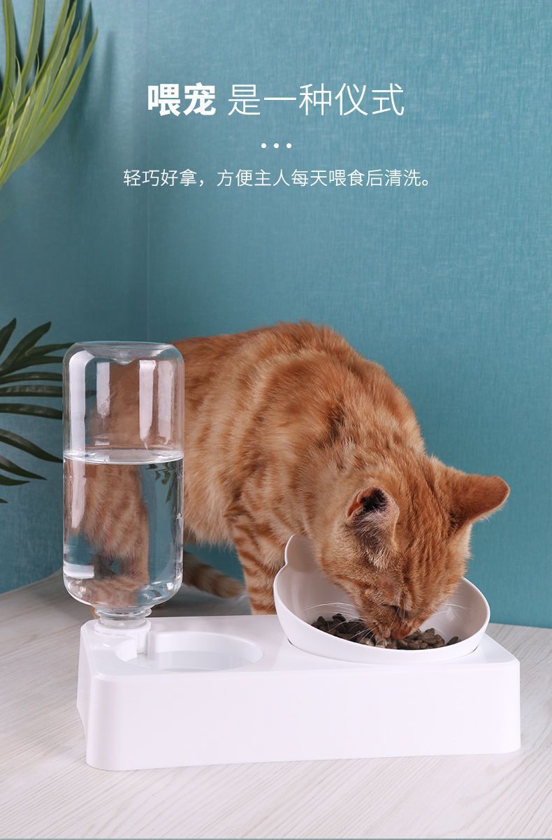 Tazón de alimentación para mascotas bebedero de alimentación de doble uso tazón de gato de recarga automática multifuncional protector de cuello tazón para perros lavabo para perros comida para mascotas pic 4