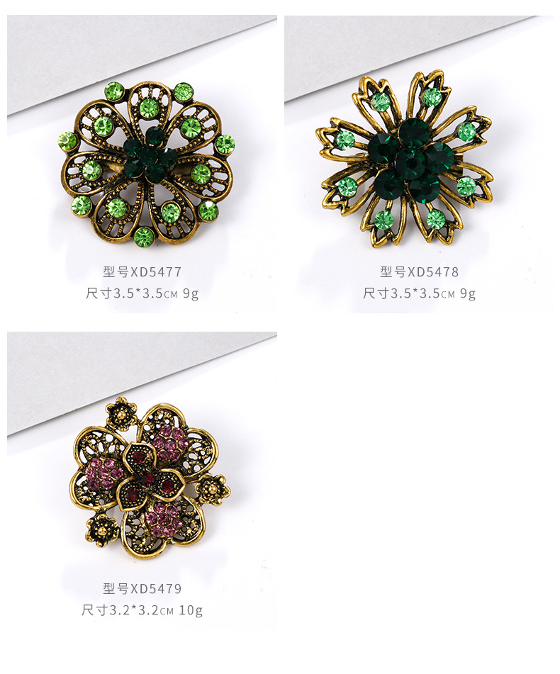 亚马逊时尚外贸卡装镶水钻胸针 合金水钻小别针胸花服饰 配饰批发详情10
