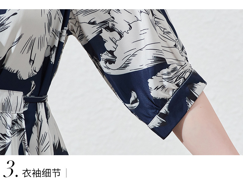 Silk dress for women, mid-length, 2022 summer new style, fashionable and high-end V-neck silk dress, one-piece delivery service pic 46