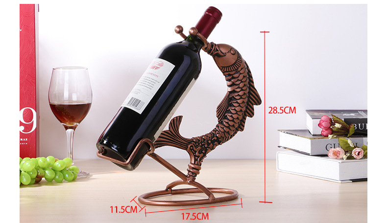 欧式创意形状红酒架 铁艺酒架稳固摆件 葡萄酒架 红酒架 鱼形酒架 桌面摆台 酒吧用品 酒店用品 创意酒架 红酒摆台 红酒详情10