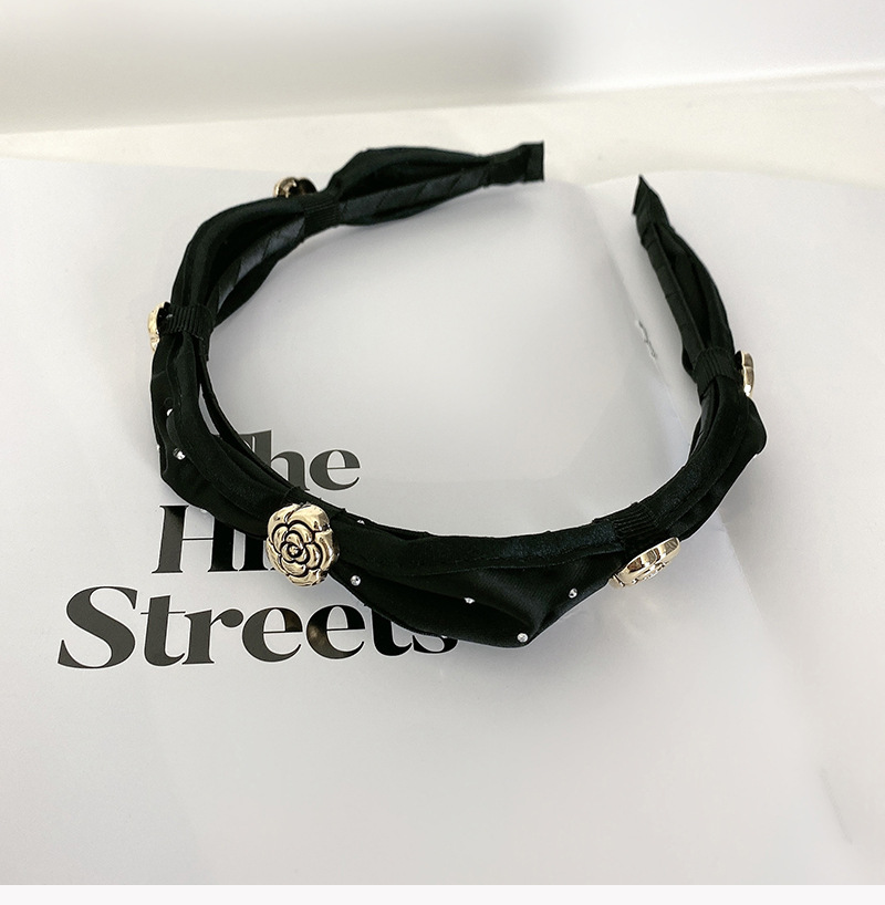 New retro three-dimensional camellia forest-style hair band for women, French Hepburn style, super fairy-like water diamond headband, little Chanel style hair clip pic 9