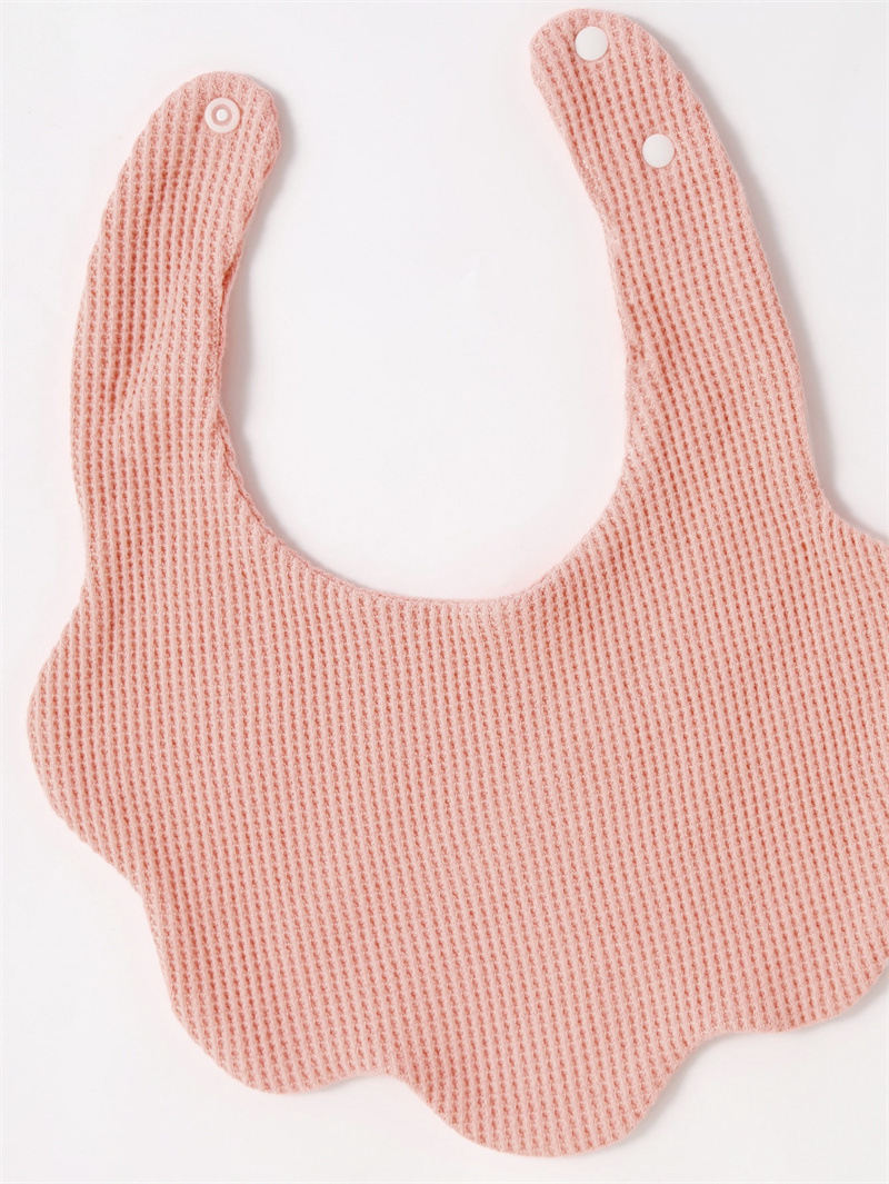 Pure cotton Waffle saliva wipes, baby petal bibs, summer 360-degree rotating newborn bibs, cute solid colors pic 11