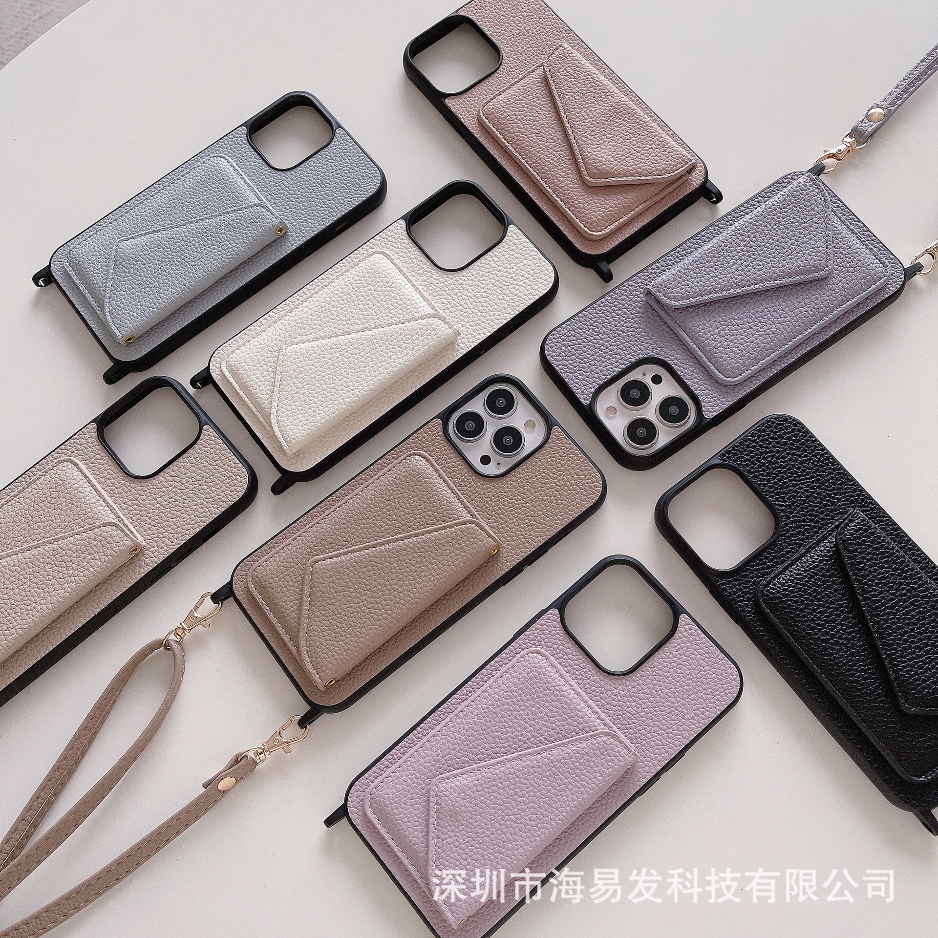 Crystal lens protection is suitable for Apple 15Promax phone case with lychee pattern, PC hard case, iPhone14 lens film scratch-resistant pic 8