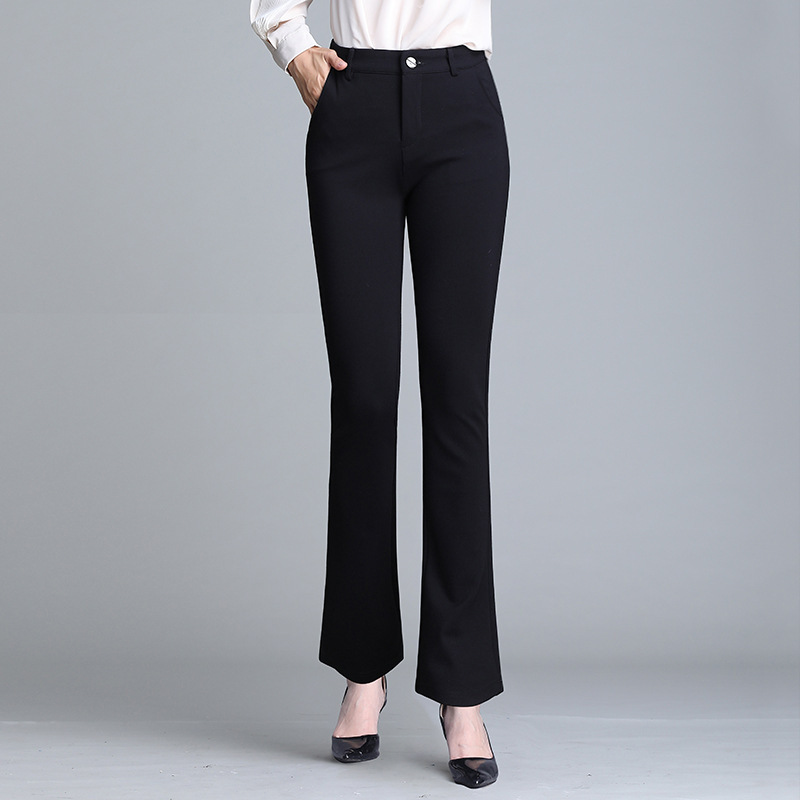 裤子女春夏西装裤女垂坠感高腰新款2023黑色小脚裤弹力女士休闲裤详情11