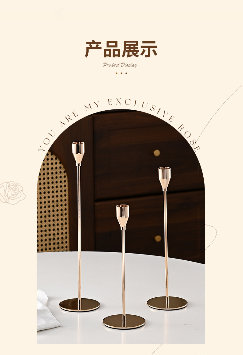 Iron candlestick base, candle stand decoration, high-end candlelight dinner, wedding small decoration, retro candlestick cup, empty cup pic 3