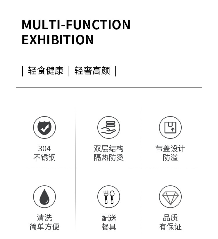 日系304不锈钢带把手大容量易清洗饭盒 可滤水学生宿舍带盖泡面碗详情2