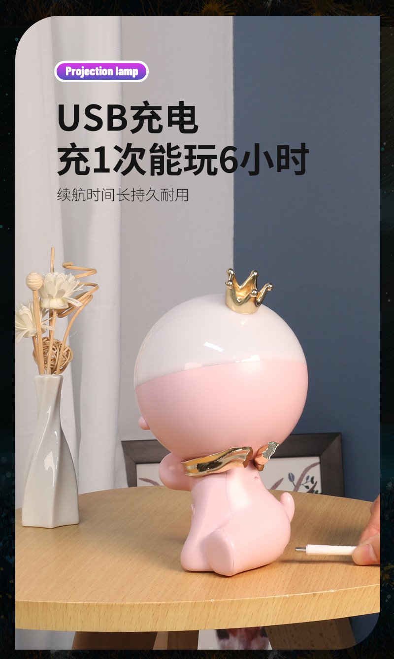 2023新款太空雪人星空投影灯家卧室氛围伴睡满天星儿童床头灯详情13