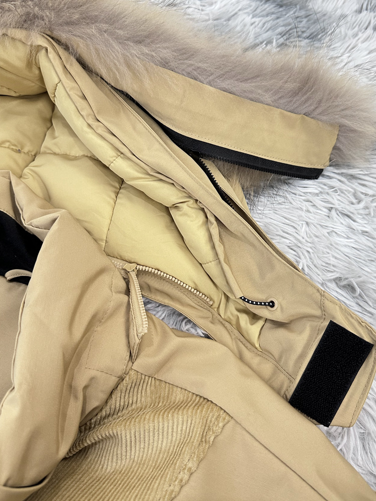 High-quality American retro outdoor workwear for couples, thickened white duck down, detachable genuine fur collar Parker down jacket pic 12