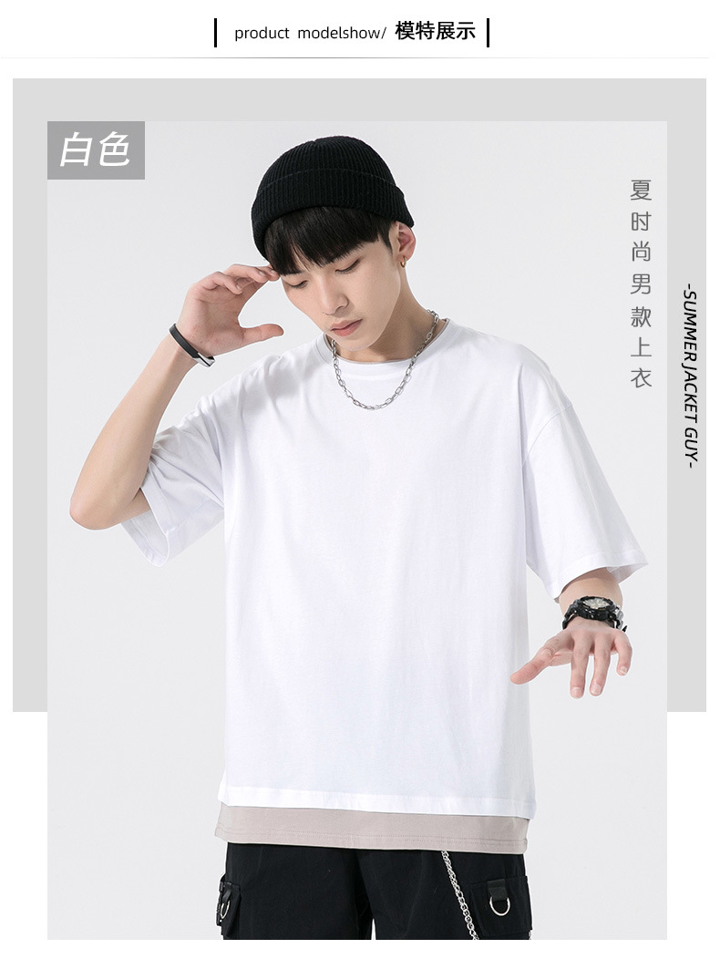A new summer style American high street round-neck short-sleeved T-shirt for men with loose and simple printed half-sleeved top pic 6