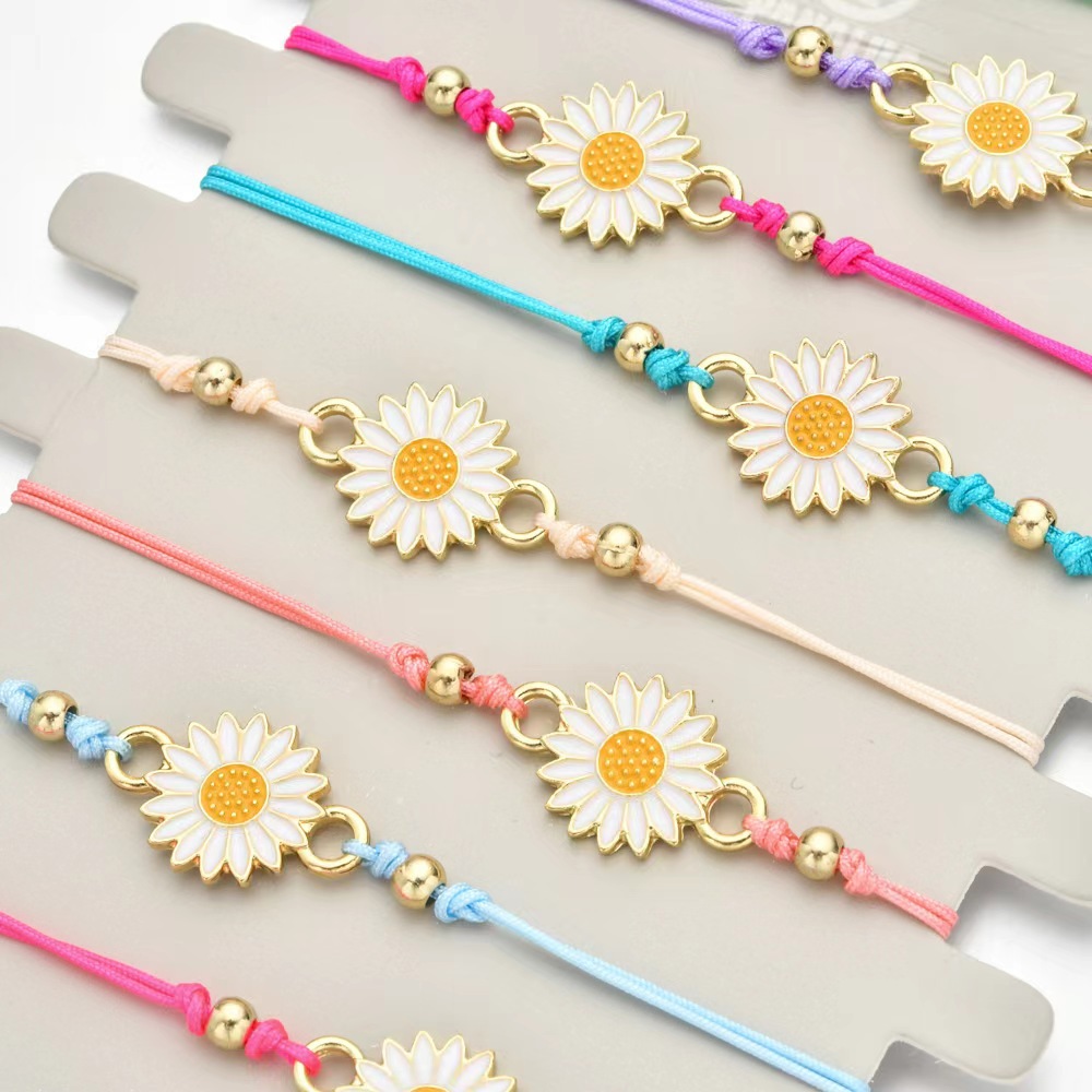Amazon cross-border best-selling multi-color golden Daisy bracelet, fashionable and simple sunflower adjustable bracelet for both men and women pic 2