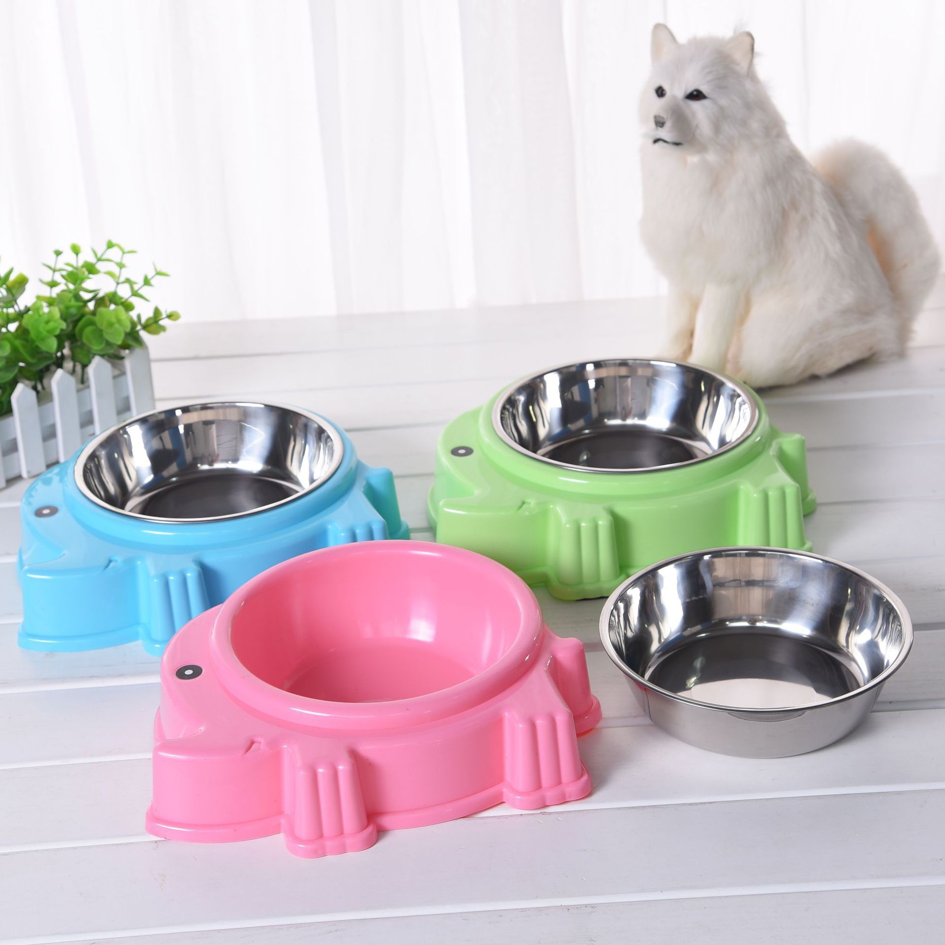 可爱创意宠物碗不锈钢卡通大象猫食盆狗食盆宠物用品批发厂家直销详情4