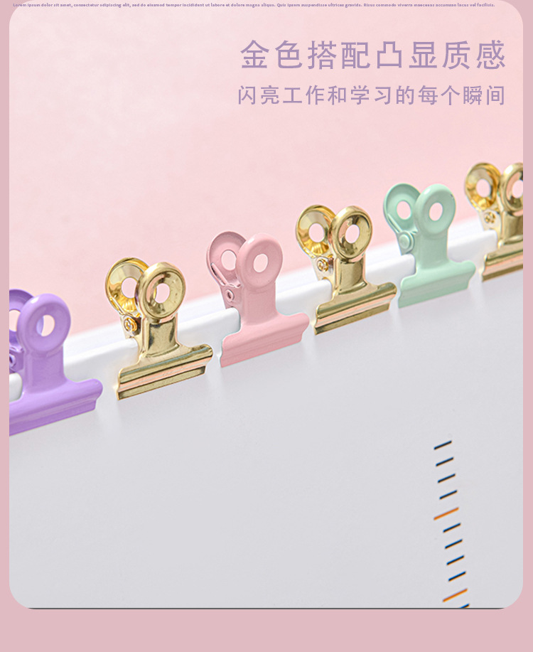 Wholesale macaron-colored paper clips of various sizes, cultural and creative office sets, mixed gold thumbtacks, ticket holders, binding and storage stationery pic 10