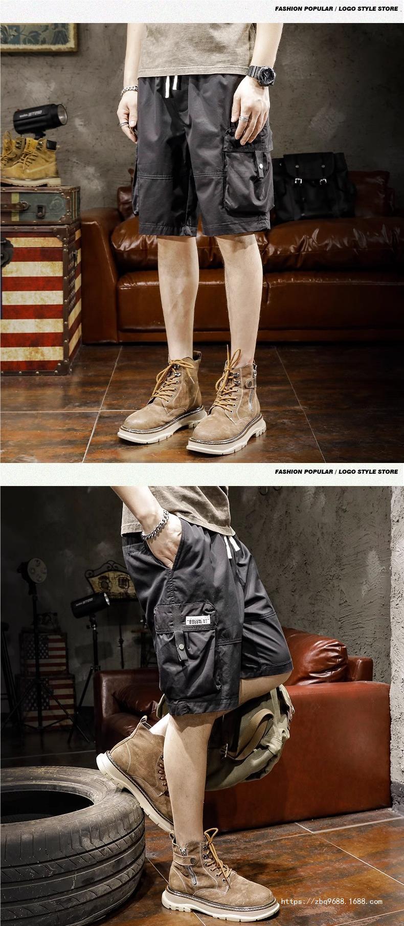 格桦潮牌白色工装短裤男夏季薄款宽松直筒多兜男士中裤休闲五详情7