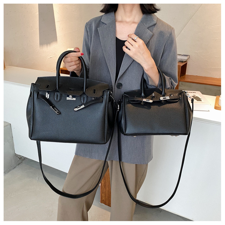 Lychee pattern platinum bag 2021 new style Kelly bag for brides, wedding bags and women, large capacity hand-held bag, shoulder crossbody, soft surface pic 26