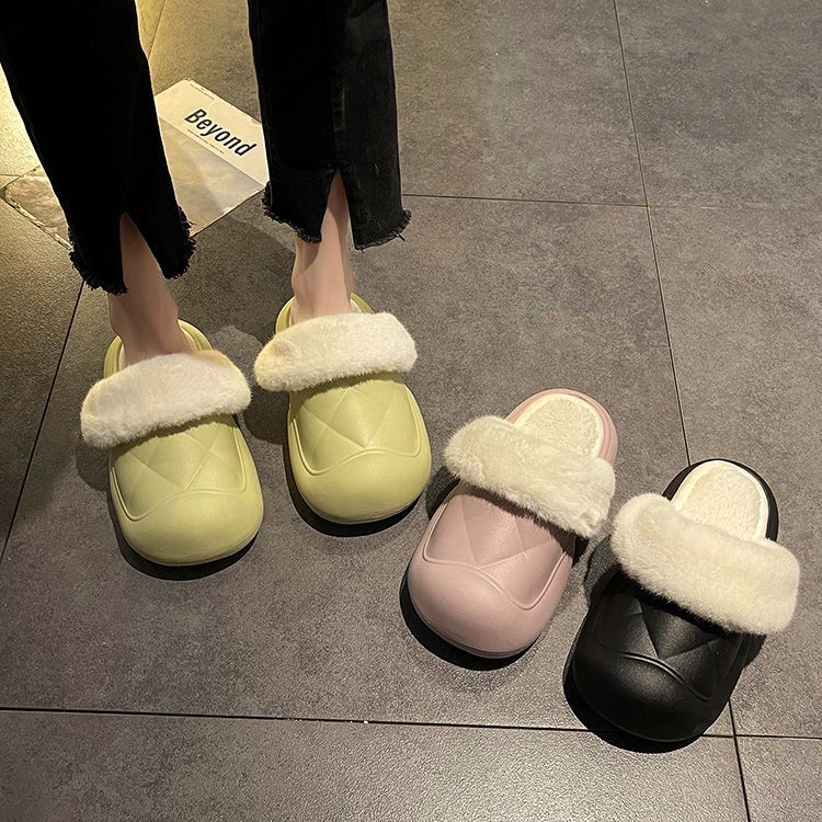软底包头棉拖鞋女外穿2023年秋季新款踩屎感厚底可爱保暖拖鞋批发详情1