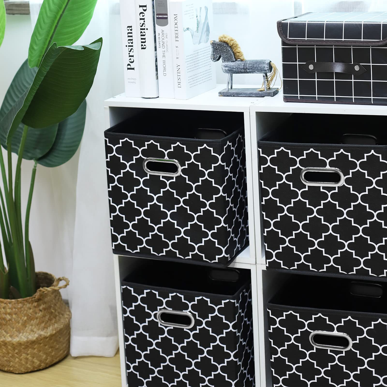 无盖金属扣方形储物箱亚马逊可折叠布艺置物筐玩具衣物整理收纳箱详情6