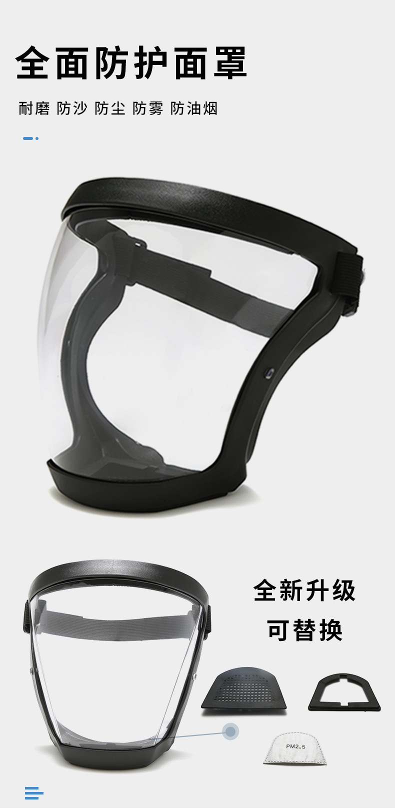 High-definition transparent protective face mask, anti-droplet, anti-dust, anti-dust, labor protection, cycling goggles, cross-border glasses 968 pic 1