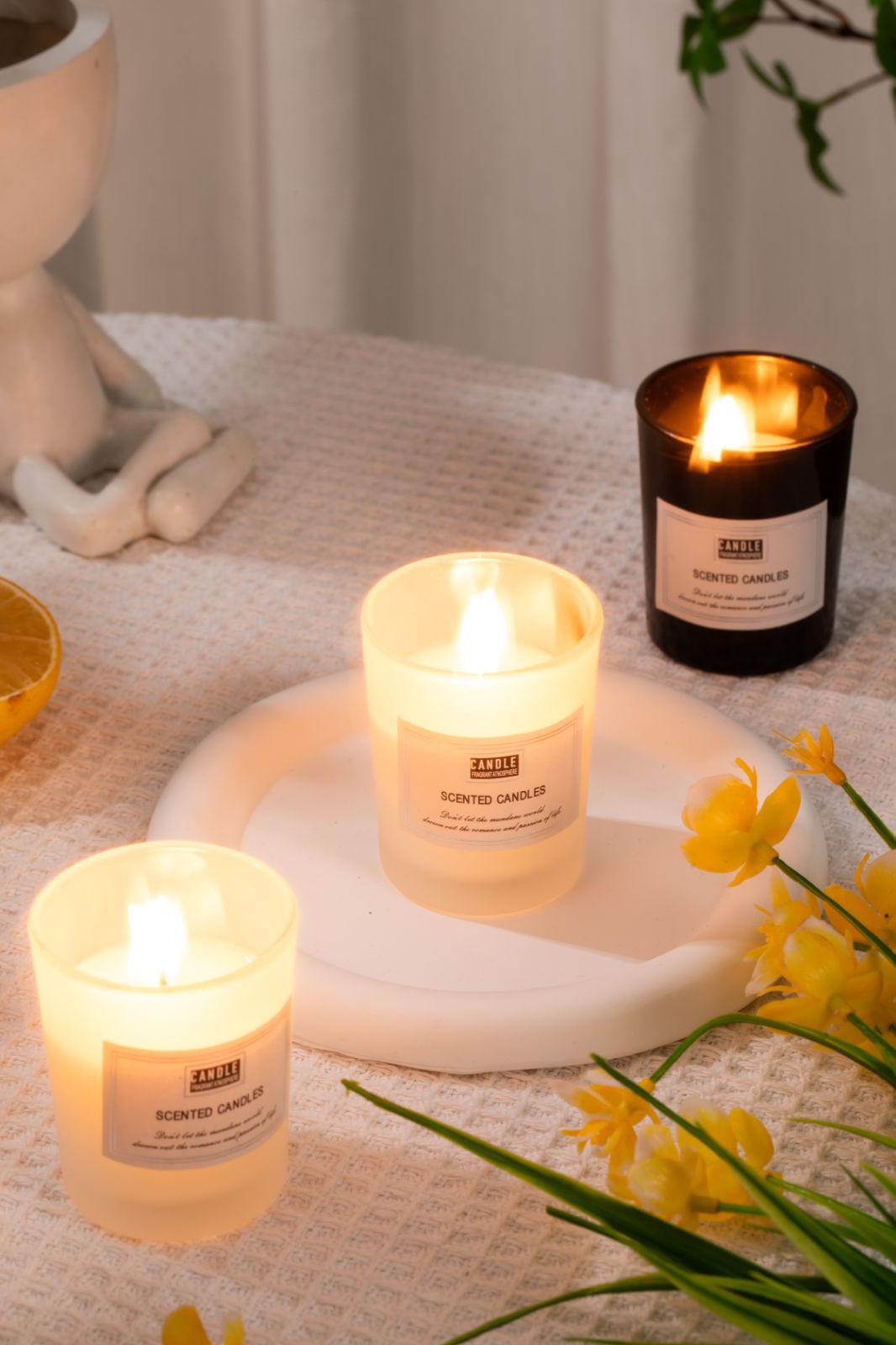 Glass cup scented candles soothe the mind and aid sleep, a long-lasting, niche, high-end gift box for home use, bedroom fragrance pic 3