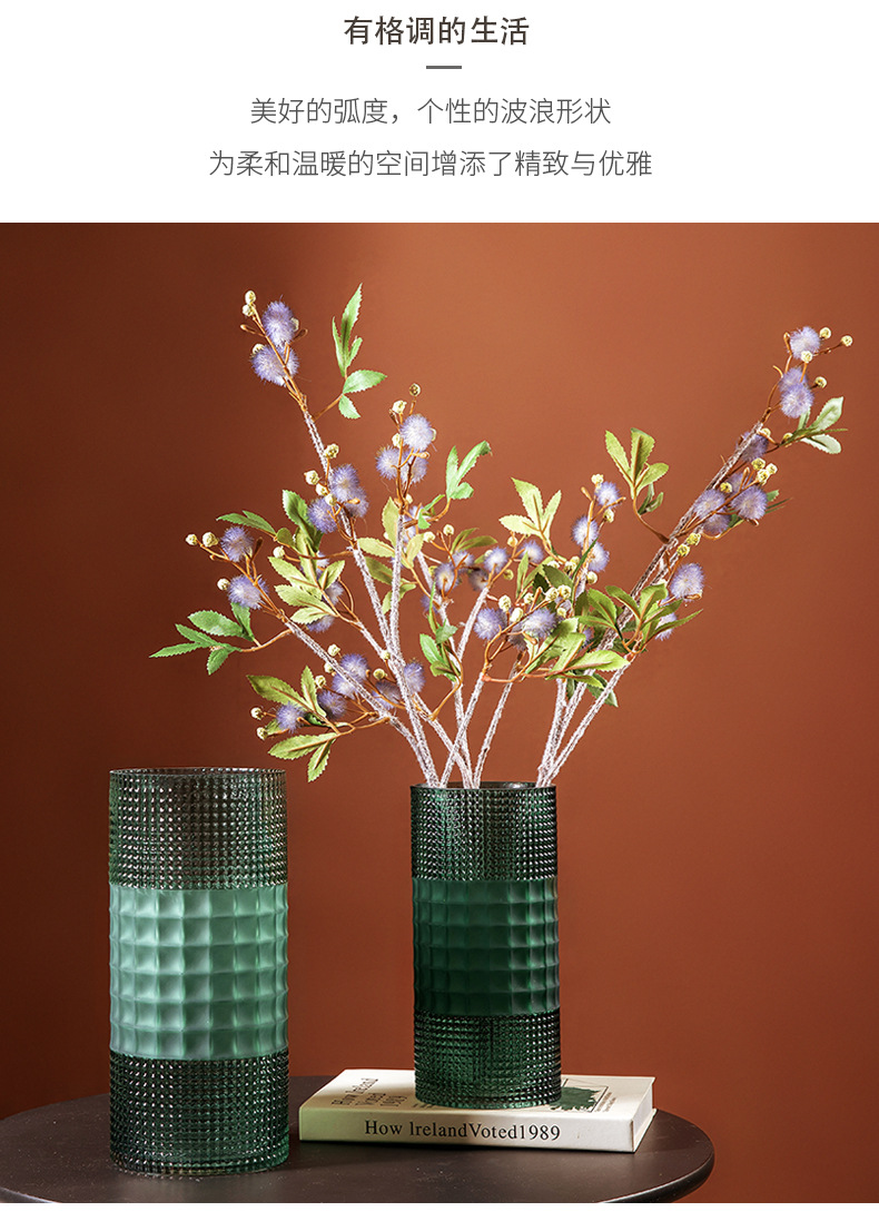 Light luxury vase ornaments, living room flower arrangements, large colored glass water care, Nordic soft decoration, creative and simple Internet flower art pic 13
