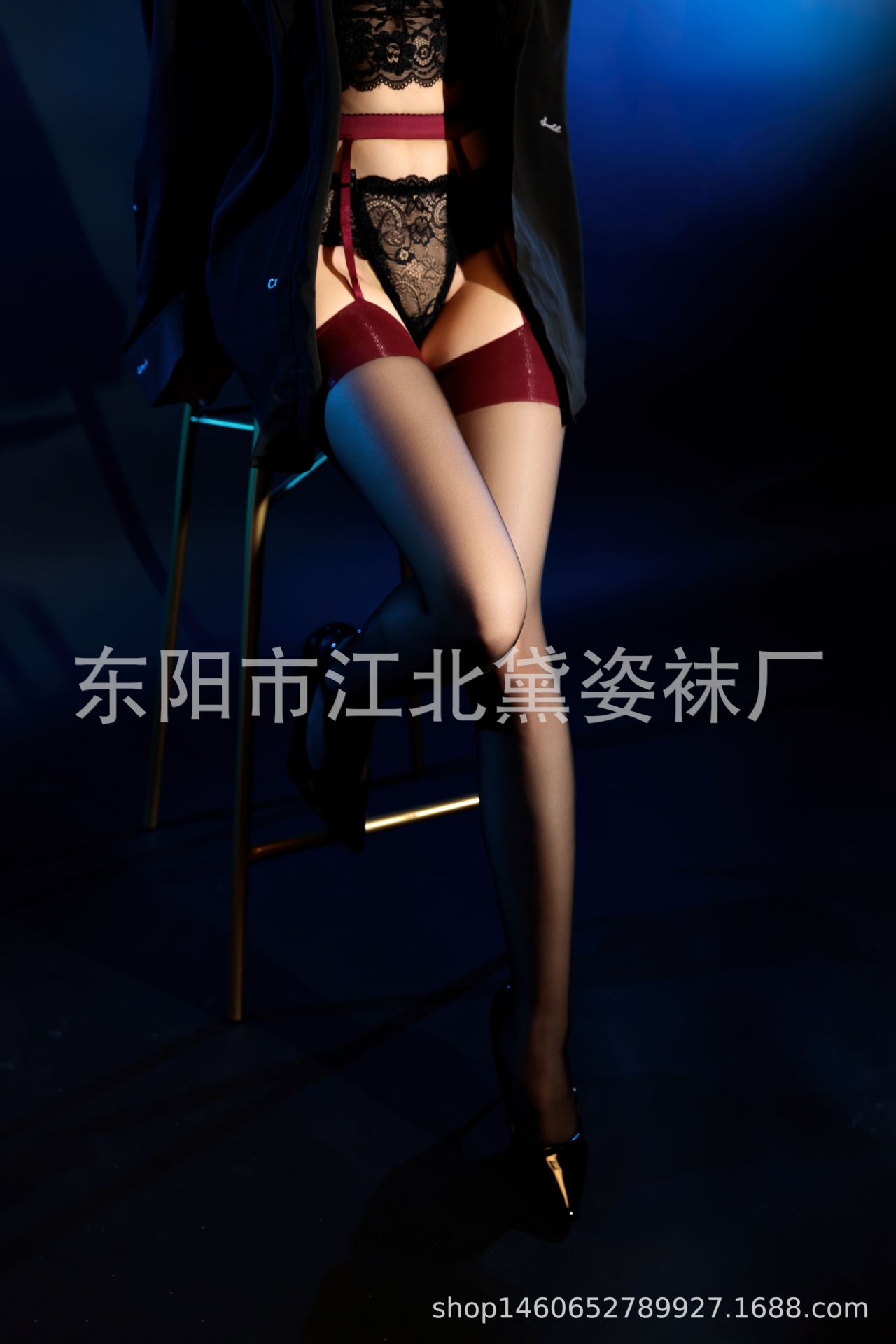 性感吊带一体袜纯欲红色丝袜女撞色红边黑丝长筒情趣超薄详情8