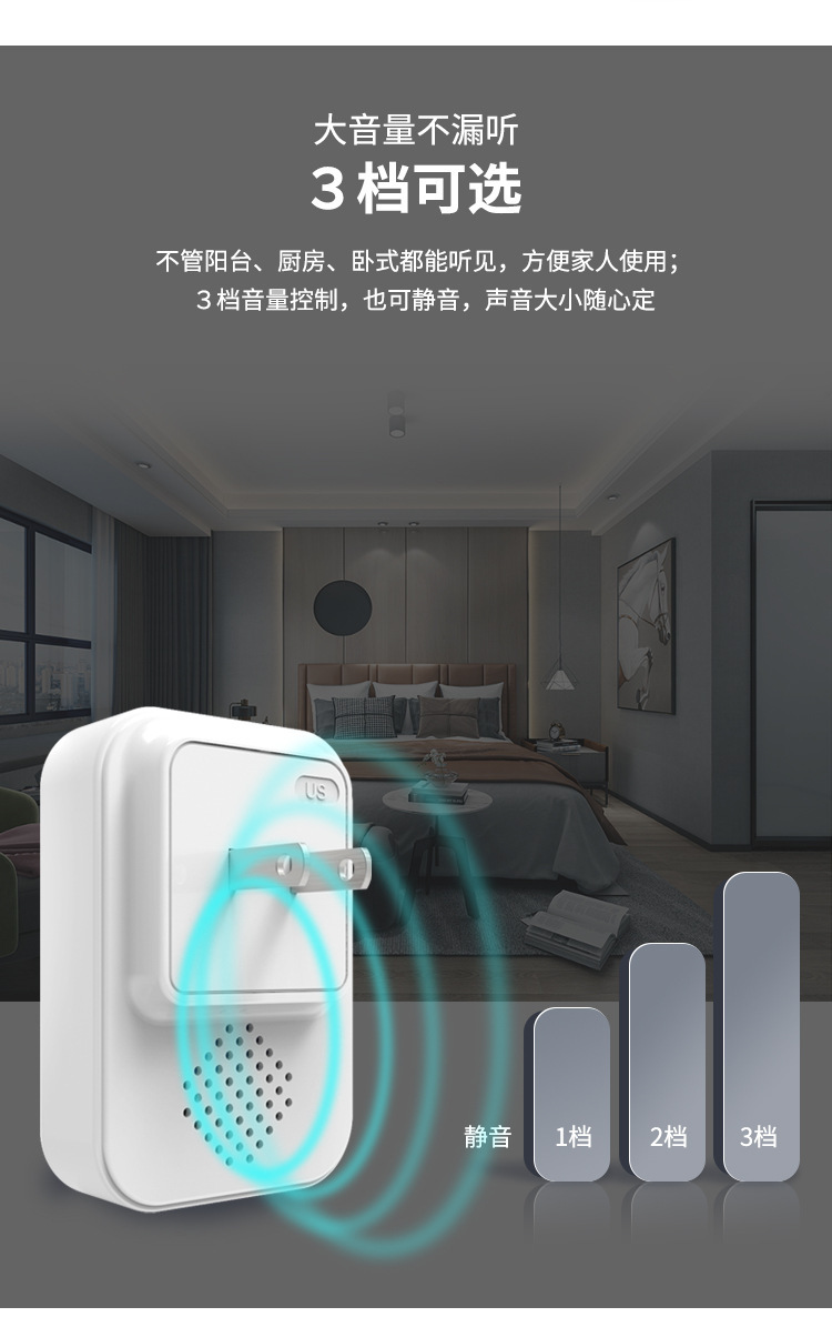 2022 New wireless doorbell for home use, waterproof, battery-free and wire-free pic 6