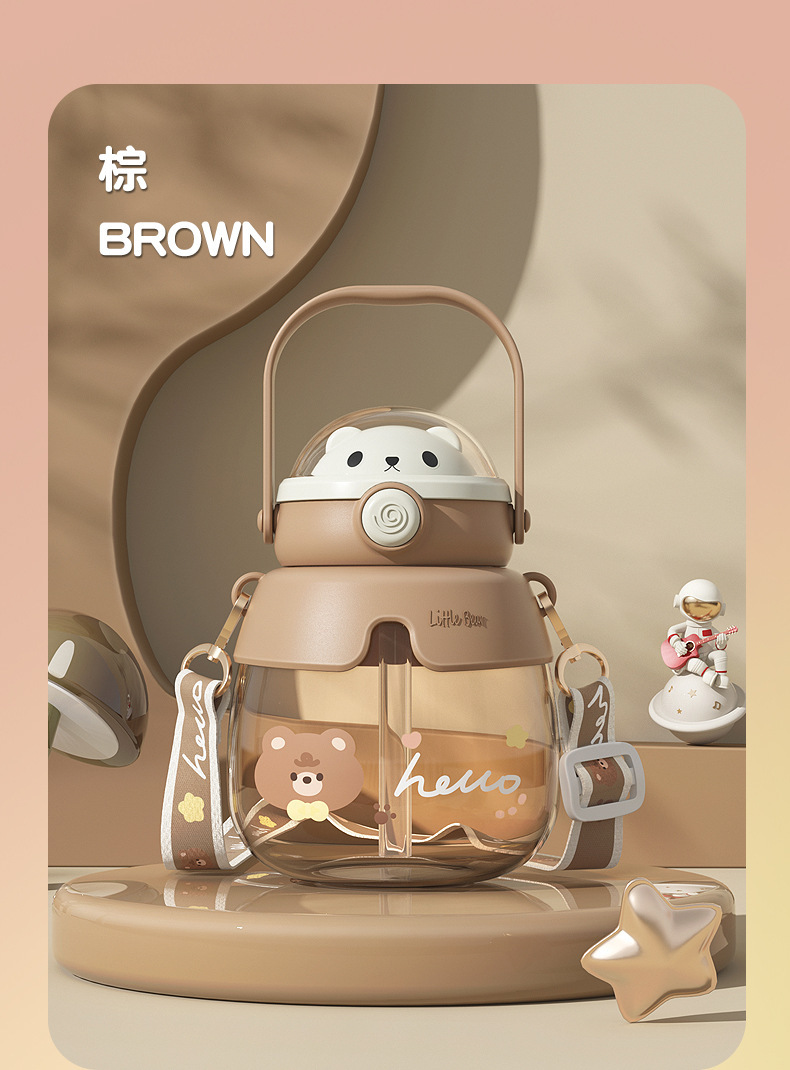 小熊儿童水杯夏季高颜值吸管大肚杯女生便携塑料爆款学生网红杯子详情20