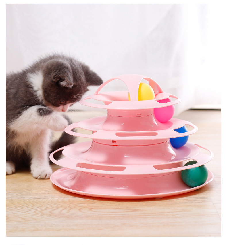 批发猫咪玩具四层转盘羽毛逗猫棒逗猫玩具猫转盘互动玩具宠物用品详情9