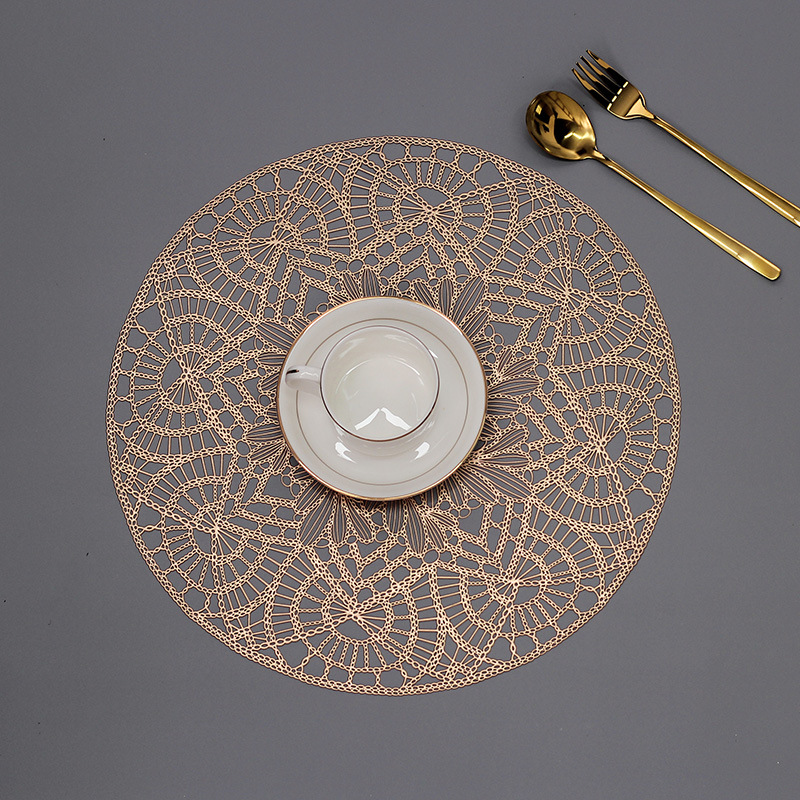 Womei European-style light luxury, fashionable, simple and elegant lace flower round hollowed-out table mat, INS style, fresh, waterproof, oil-resistant, anti-slip, heat-resistant, wear-resistant and heat-insulating table mat pic 11