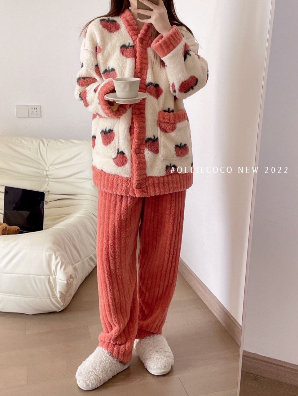 秋冬款加厚暖暖水蜜桃家居服大板乌龙桃睡袍女性保暖睡衣套装批发详情18