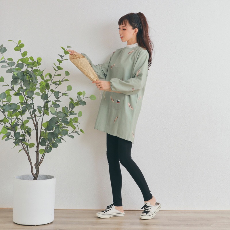 围裙韩版时尚田园风格防水防污女士反穿衣罩衣家务整洁布艺围裙详情9