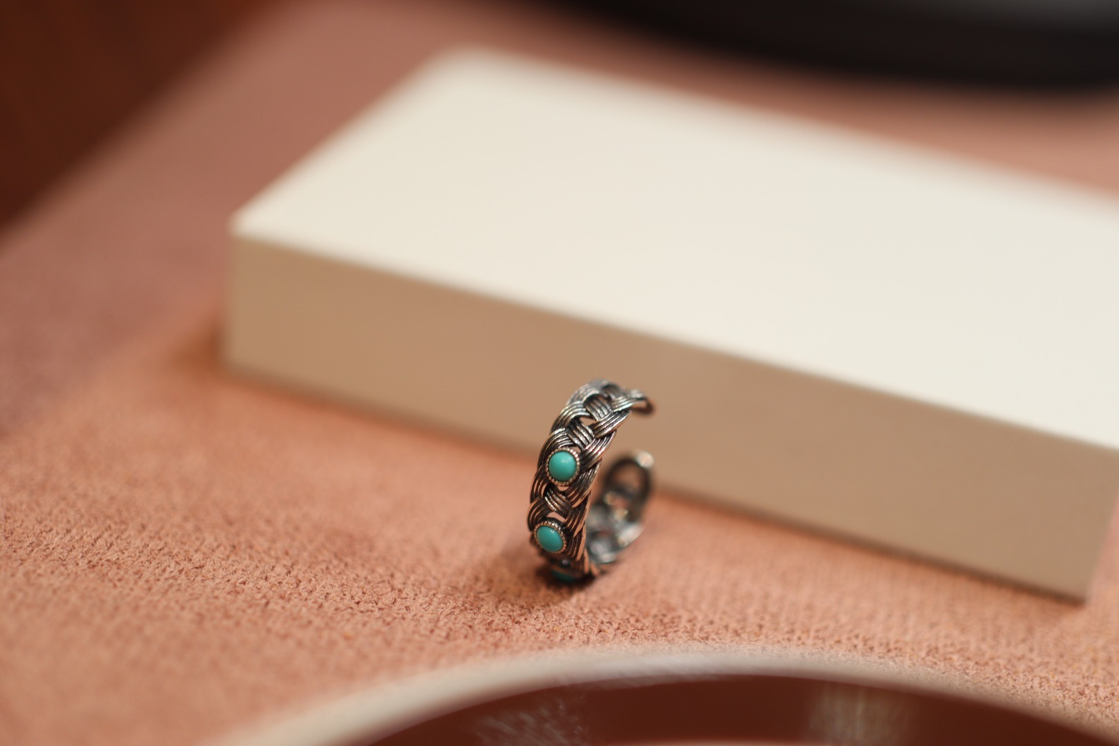 Natural jade A-grade carved ring for men and women, 925 silver thread inlaid with ancient method hollowed-out ring, retro court style pic 16