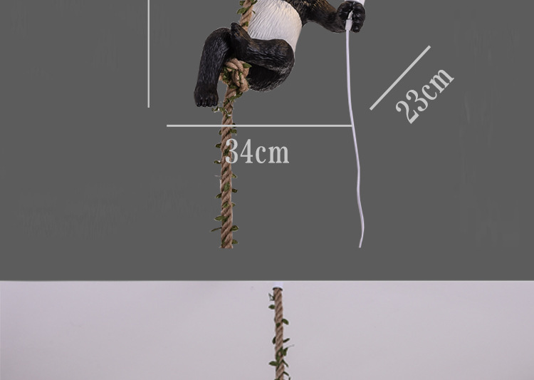 Nordic creative and personalized zoo decoration, hemp rope panda chandelier, bar, restaurant, homestay style wooden house, plant lamp pic 15