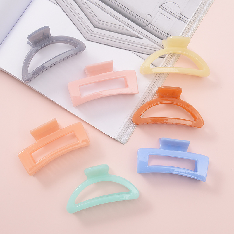 大号抓夹发量多女式时尚发夹透明号橡皮漆大架子头发抓夹批发详情6