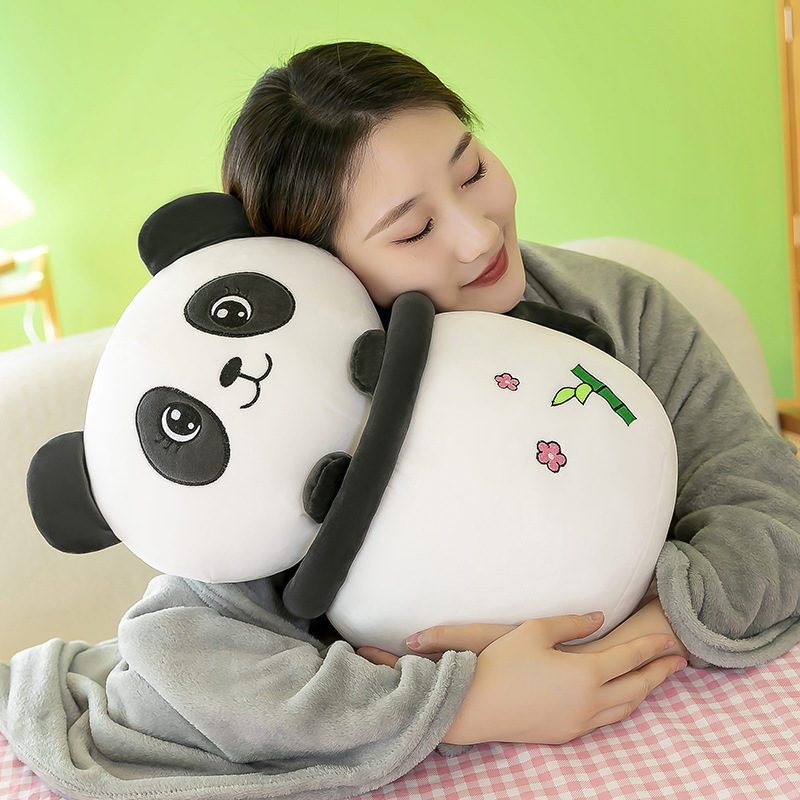 Cartoon rabbit, panda, cute piggy, milk tea cup, dual-purpose throw pillow blanket, two-in-one blanket, office midday rest pillow pic 2