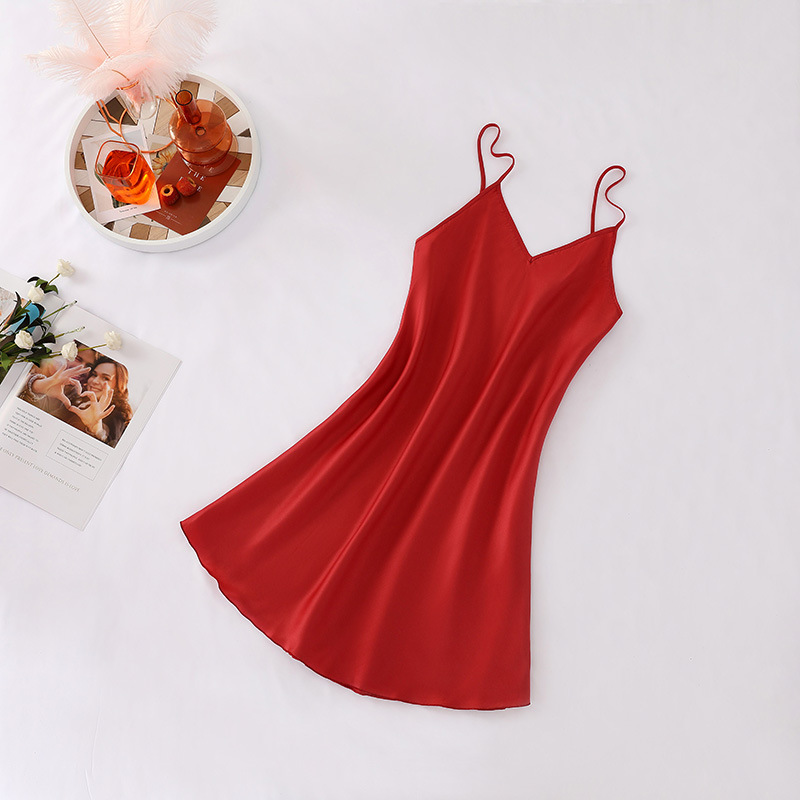 2021夏季新款仿真丝女士吊带群内搭欧美跨境丝绸吊带裙女亚马逊详情10