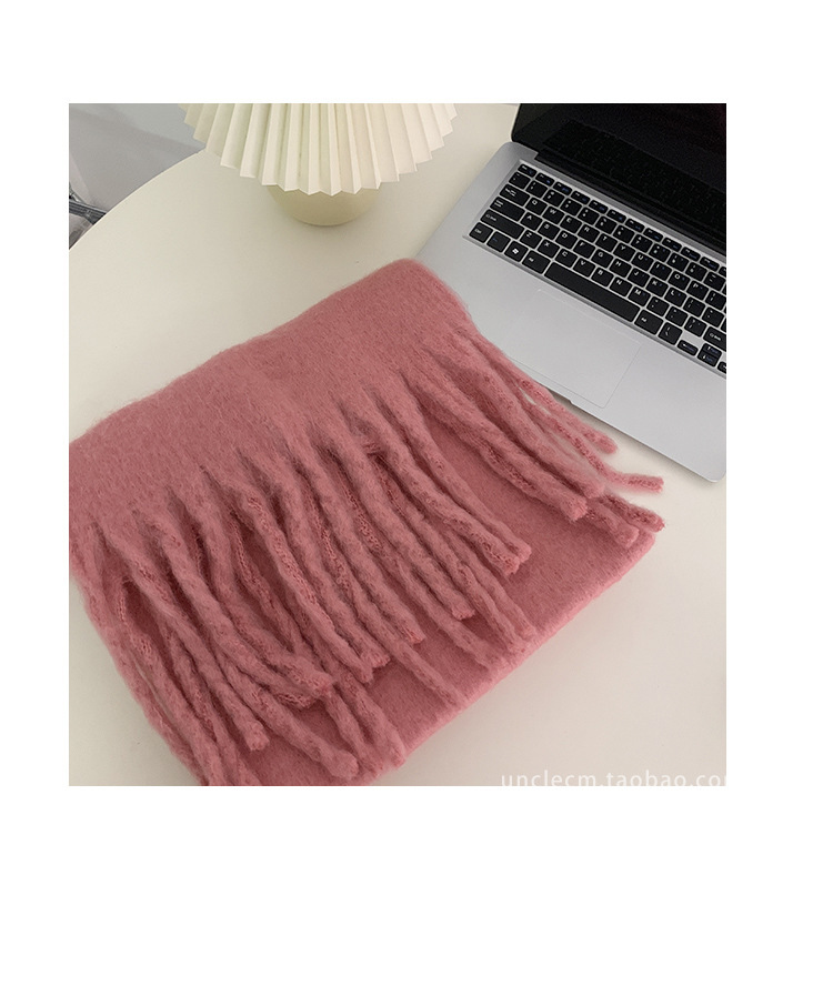 Solid color Korean-style thickened scarf for women 2022 new Korean-style winter scarf for men, versatile shawl scarf in pink pic 30