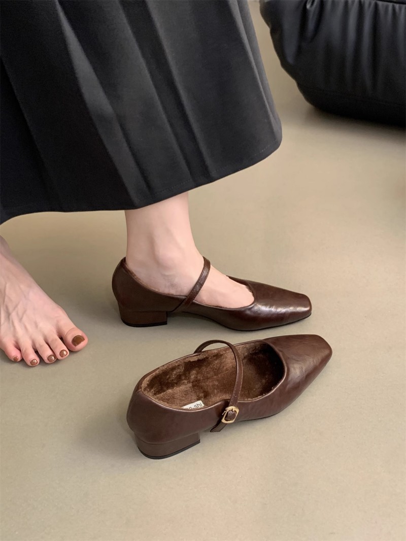 复古气质女士浅口单鞋女2024新款冬季加绒法式晚晚风粗跟玛丽珍鞋详情10