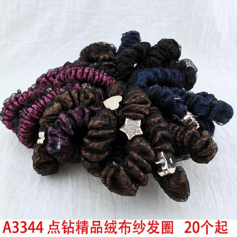 A3344 Diamond-encrusted premium velvet yarn hair band, thick hair rope, hair tie, hair accessory, hair bun, two-yuan store accessory pic 1