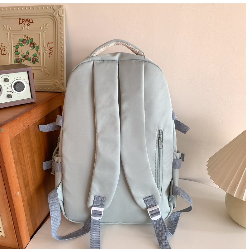 纯色休闲双肩包小学生女初高中书包简约时尚百搭大容量大学生背包详情36